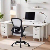 Chaise de bureau premium ergonomique en maille gris à dossier haut - hauteur réglable, accoudoirs relevables et soutien lombaire - assise pivotante confortable pour la maison, le gaming et le travail