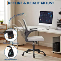 Chaise de bureau premium ergonomique en maille gris à dossier haut - hauteur réglable, accoudoirs relevables et soutien lombaire - assise pivotante confortable pour la maison, le gaming et le travail
