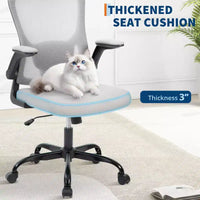 Chaise de bureau premium ergonomique en maille gris à dossier haut - hauteur réglable, accoudoirs relevables et soutien lombaire - assise pivotante confortable pour la maison, le gaming et le travail