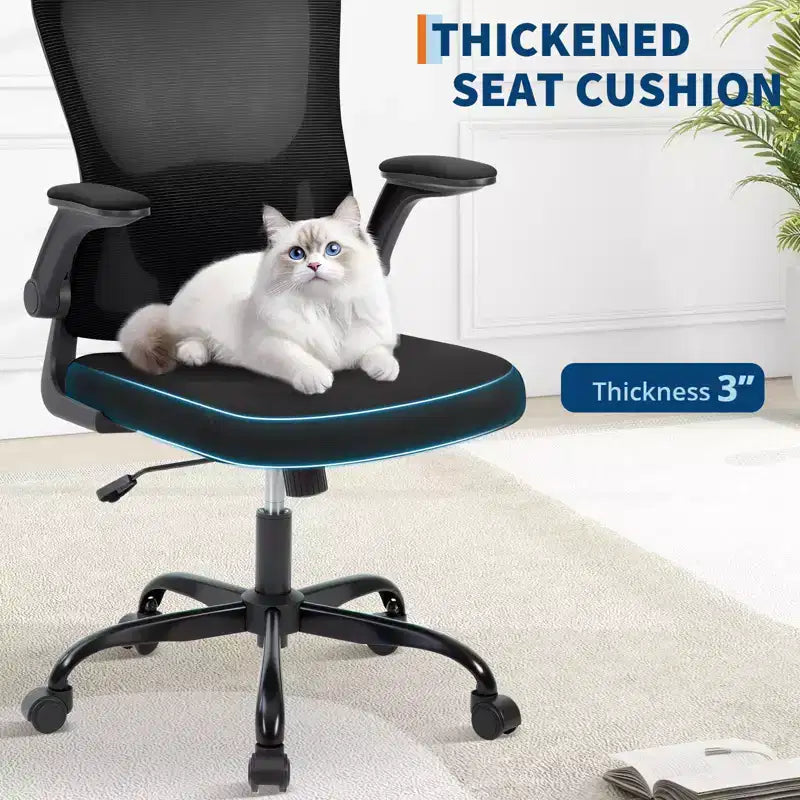 Chaise de bureau premium ergonomique en maille gris à dossier haut - hauteur réglable, accoudoirs relevables et soutien lombaire - assise pivotante confortable pour la maison, le gaming et le travail