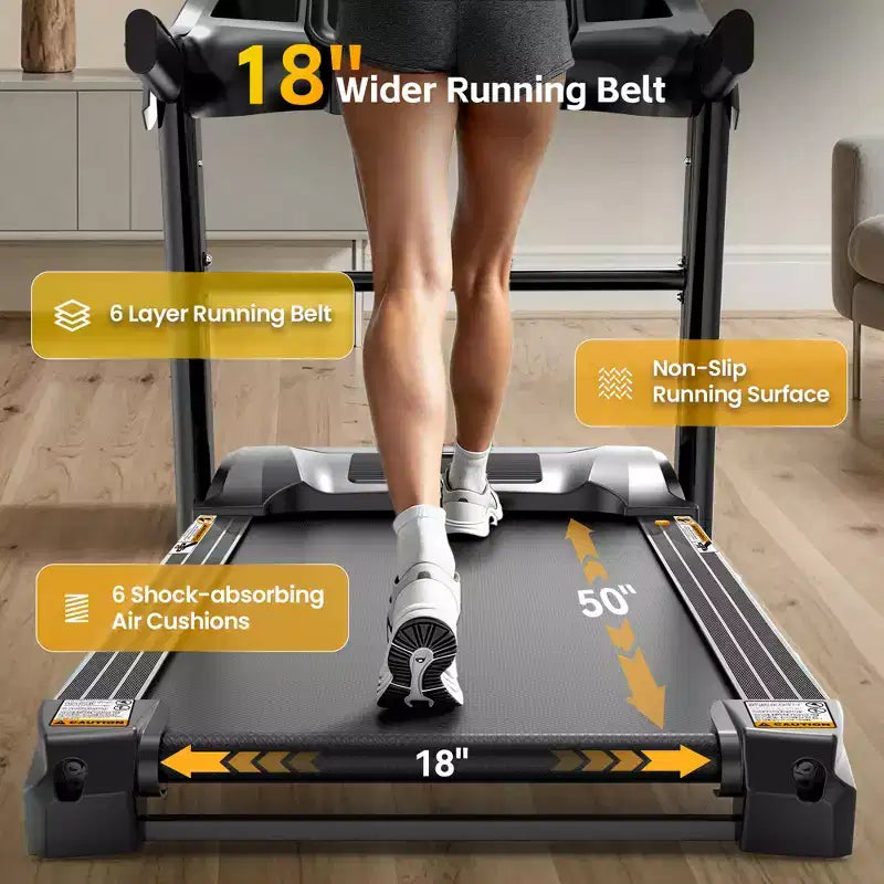 Tapis de course pour la maison, tapis roulant 5,1 CV avec inclinaison de 20 %, tapis de course avec capacité de poids de 180 kg, tapis roulant 19 km/h avec 64 programmes prédéfinis, maison, bureau et salle de sport