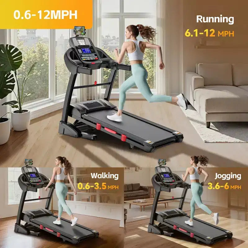 Tapis de course pour la maison, tapis roulant 5,1 CV avec inclinaison de 20 %, tapis de course avec capacité de poids de 180 kg, tapis roulant 19 km/h avec 64 programmes prédéfinis, maison, bureau et salle de sport
