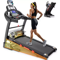 Tapis de course pliable capacité 180 kg, tapis de course à domicile avec inclinaison de 20 %, tapis de course portable avec contrôle via application, 64+3+3+1 programmes, design compact