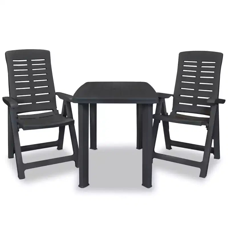 vidaXL Ensemble bistrot de jardin Table et chaises de jardin en plastique - Anthracite
