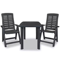 vidaXL Ensemble bistrot de jardin Table et chaises de jardin en plastique - Anthracite