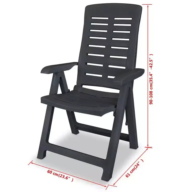 vidaXL Ensemble bistrot de jardin Table et chaises de jardin en plastique - Anthracite