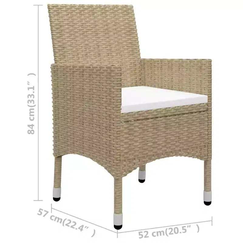 vidaXL Ensemble bistro - Table et chaises de patio en résine tressée et verre trempé