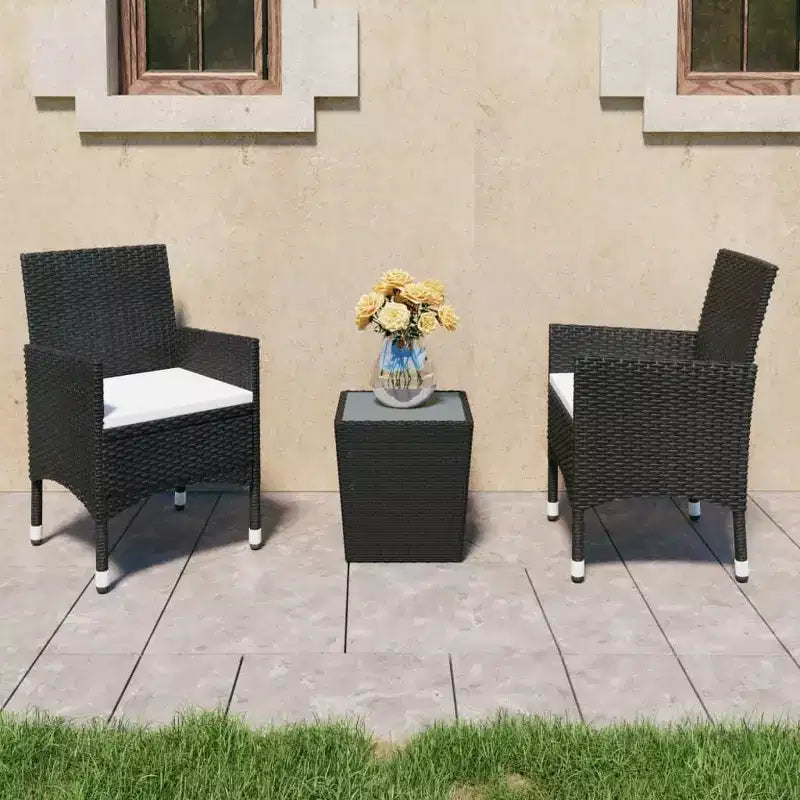 vidaXL Ensemble bistro - Table et chaises de patio en résine tressée et verre trempé
