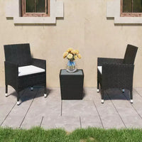 vidaXL Ensemble bistro - Table et chaises de patio en résine tressée et verre trempé