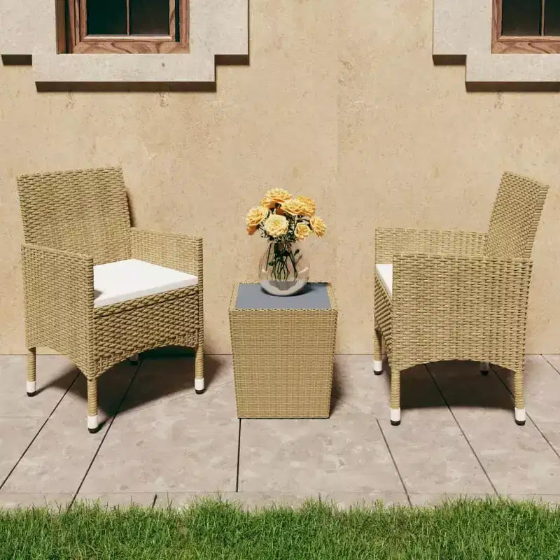 vidaXL Ensemble bistro - Table et chaises de patio en résine tressée et verre trempé