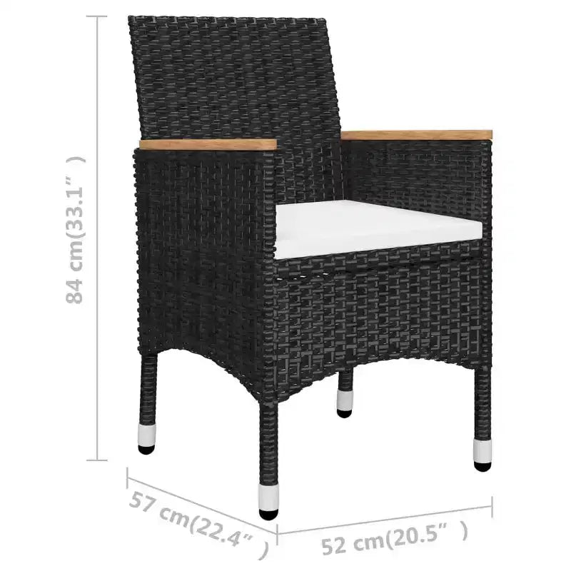 vidaXL Ensemble bistro - Table et chaises de patio en résine tressée et verre trempé