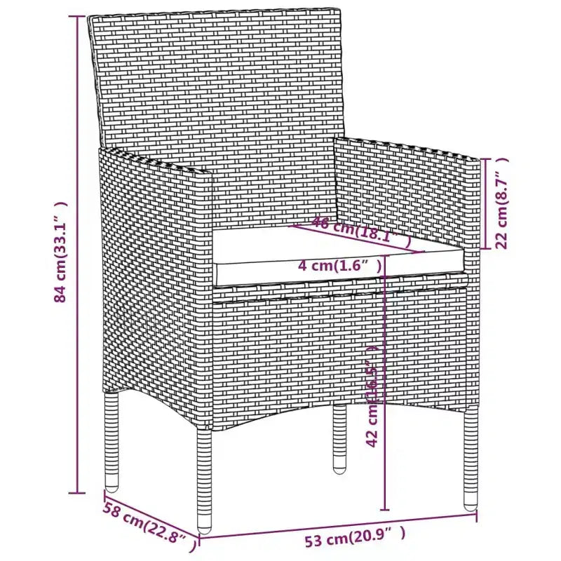 vidaXL Ensemble bistro - Table et chaises de patio en résine tressée et verre trempé