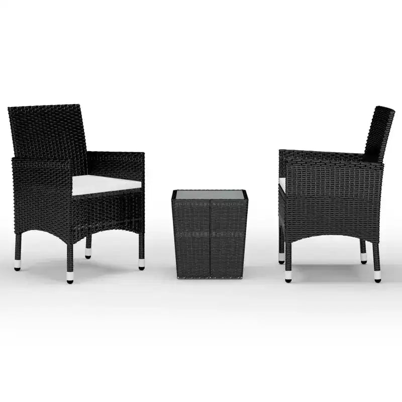 vidaXL Ensemble bistro - Table et chaises de patio en résine tressée et verre trempé