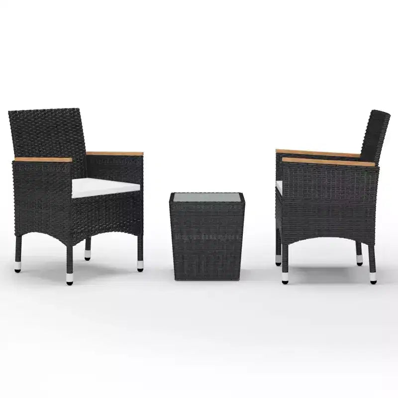 vidaXL Ensemble bistro - Table et chaises de patio en résine tressée et verre trempé