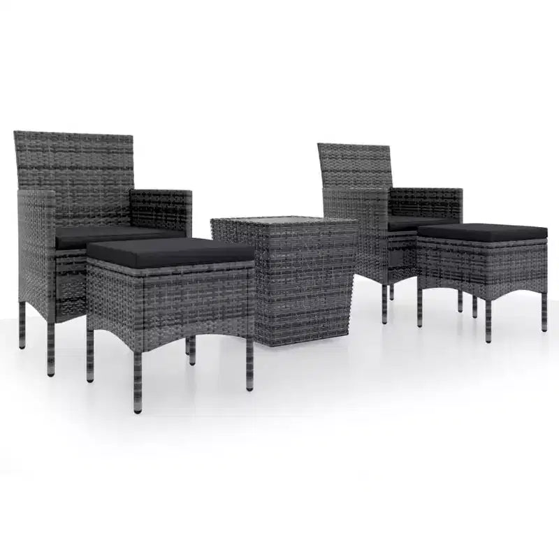 vidaXL Ensemble bistro - Table et chaises de patio en résine tressée et verre trempé