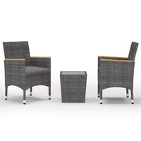 vidaXL Ensemble bistro - Table et chaises de patio en résine tressée et verre trempé
