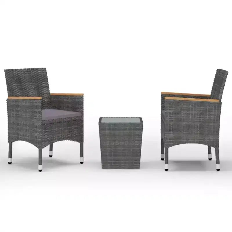 vidaXL Ensemble bistro - Table et chaises de patio en résine tressée et verre trempé