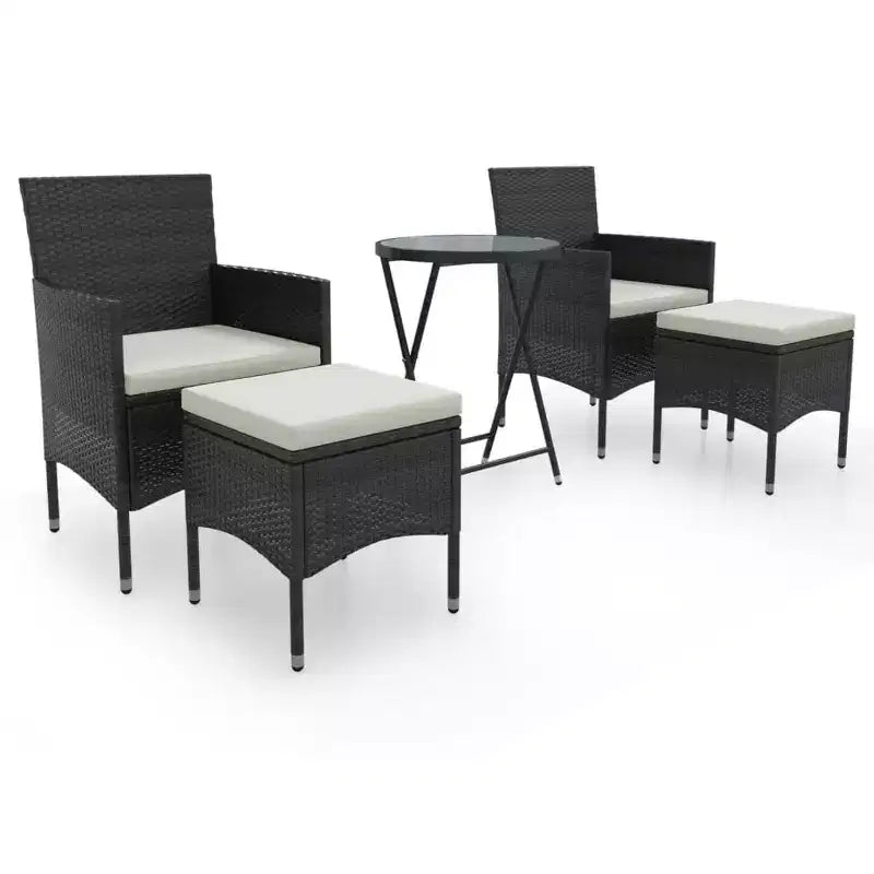 vidaXL Ensemble de bistro pour patio Table de bistro 3 pièces en rotin synthétique et verre trempé