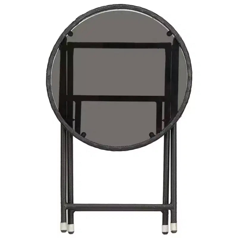 vidaXL Ensemble de bistro pour patio Table de bistro 3 pièces en rotin synthétique et verre trempé