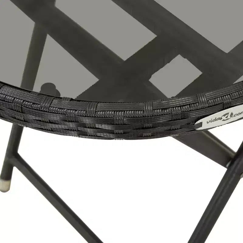 vidaXL Ensemble de bistro pour patio Table de bistro 3 pièces en rotin synthétique et verre trempé