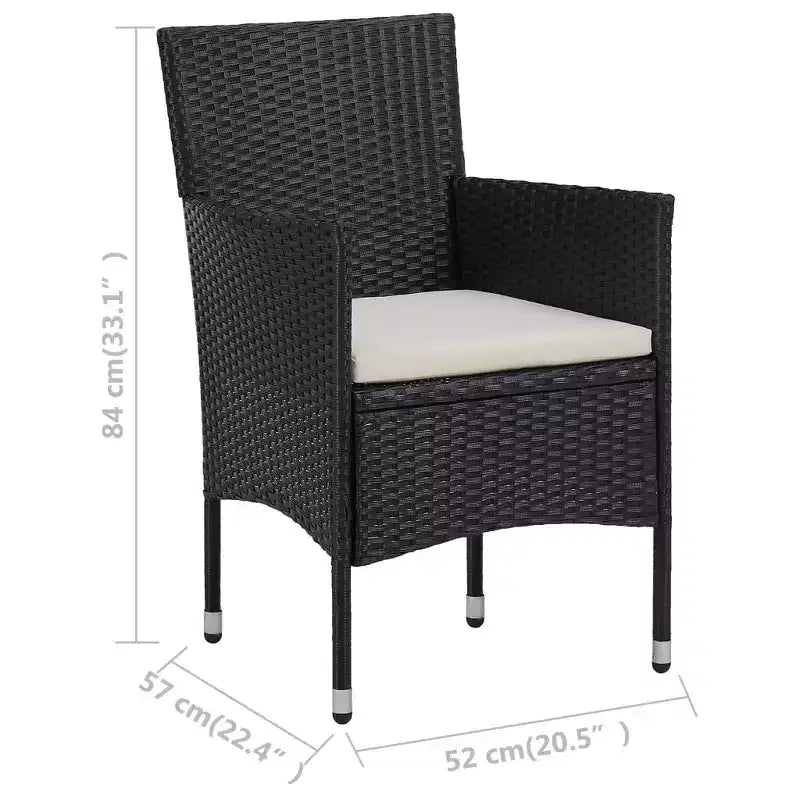 vidaXL Ensemble de bistro pour patio Table de bistro 3 pièces en rotin synthétique et verre trempé