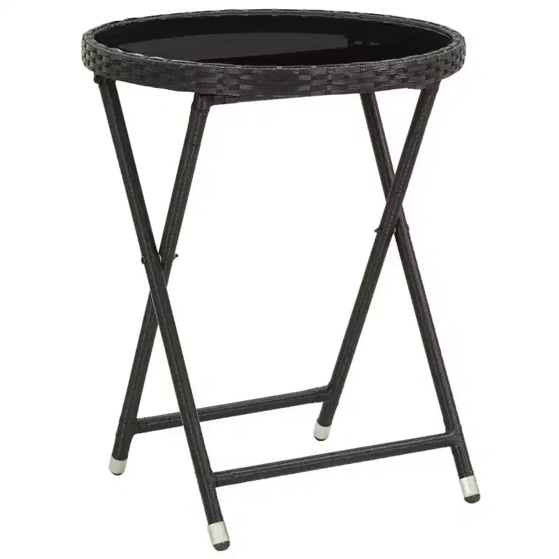 vidaXL Ensemble de bistro pour patio Table de bistro 3 pièces en rotin synthétique et verre trempé