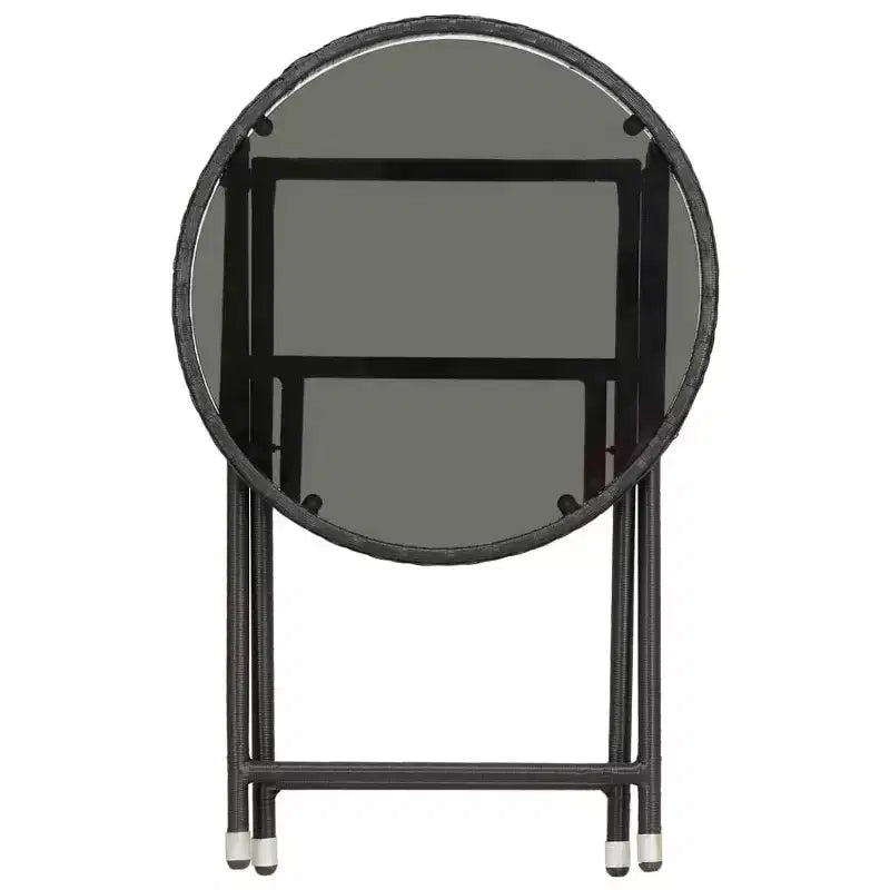 vidaXL Ensemble de bistro pour patio Table de bistro 3 pièces en rotin synthétique et verre trempé