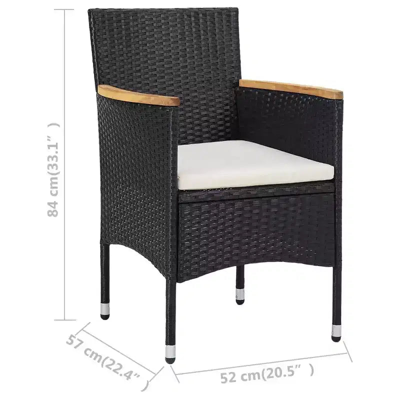 vidaXL Ensemble de bistro pour patio Table de bistro 3 pièces en rotin synthétique et verre trempé