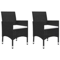 vidaXL Ensemble de bistro pour patio Table de bistro 3 pièces en rotin synthétique et verre trempé