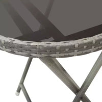 vidaXL Ensemble de bistro pour patio Table de bistro 3 pièces en rotin synthétique et verre trempé