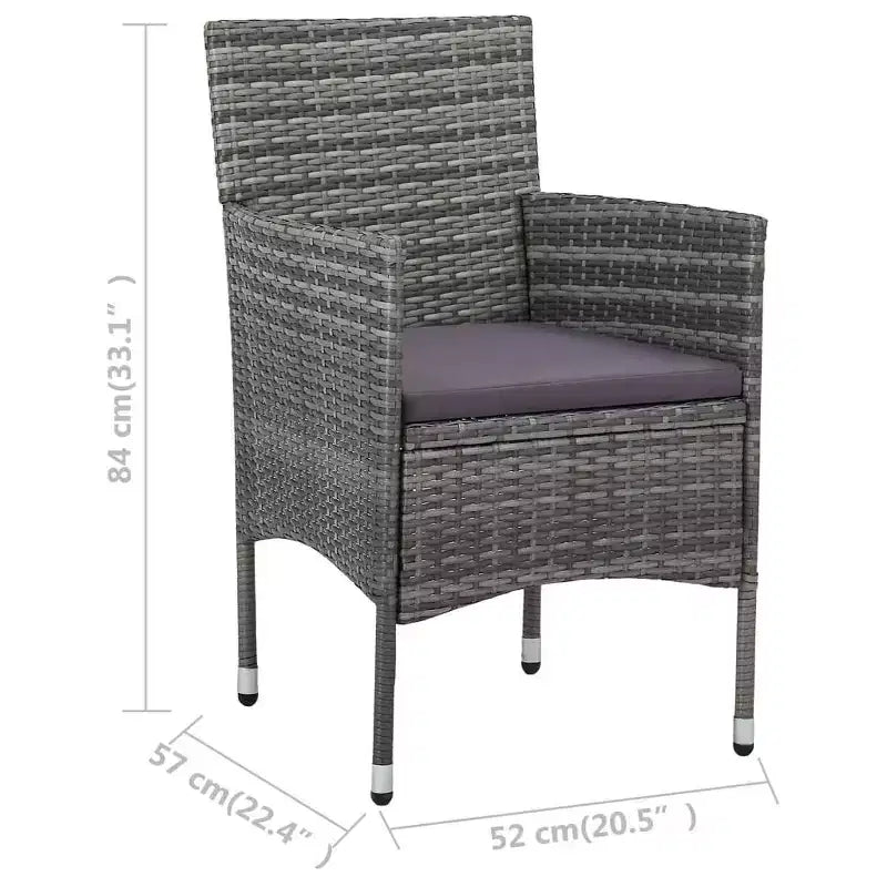 vidaXL Ensemble de bistro pour patio Table de bistro 3 pièces en rotin synthétique et verre trempé