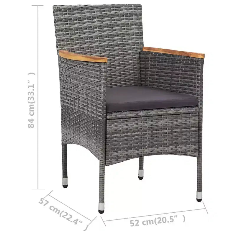 vidaXL Ensemble de bistro pour patio Table de bistro 3 pièces en rotin synthétique et verre trempé