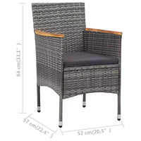 vidaXL Ensemble de bistro pour patio Table de bistro 3 pièces en rotin synthétique et verre trempé
