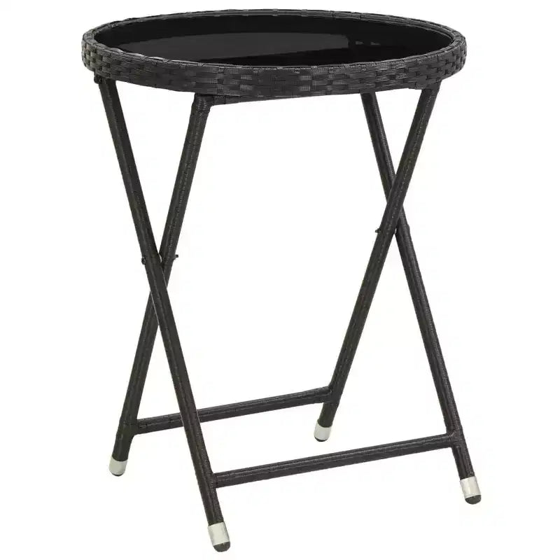 vidaXL Ensemble de bistro pour patio Table de bistro 3 pièces en rotin synthétique et verre trempé