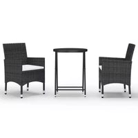 vidaXL Ensemble de bistro pour patio Table de bistro 3 pièces en rotin synthétique et verre trempé