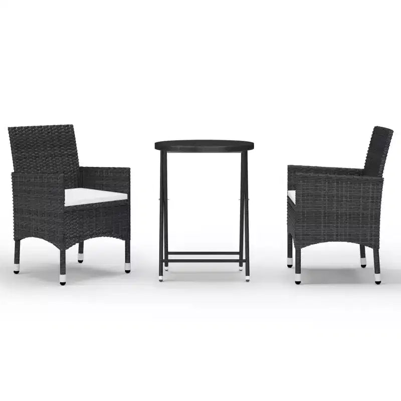 vidaXL Ensemble de bistro pour patio Table de bistro 3 pièces en rotin synthétique et verre trempé
