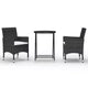 vidaXL Ensemble de bistro pour patio Table de bistro 3 pièces en rotin synthétique et verre trempé