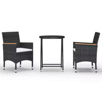 vidaXL Ensemble de bistro pour patio Table de bistro 3 pièces en rotin synthétique et verre trempé