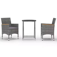 vidaXL Ensemble de bistro pour patio Table de bistro 3 pièces en rotin synthétique et verre trempé