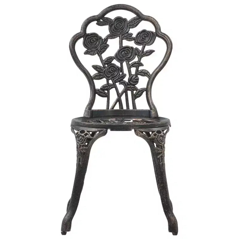 vidaXL Ensemble bistrot de patio 3 pièces Table et chaise de jardin extérieur en fonte d'aluminium