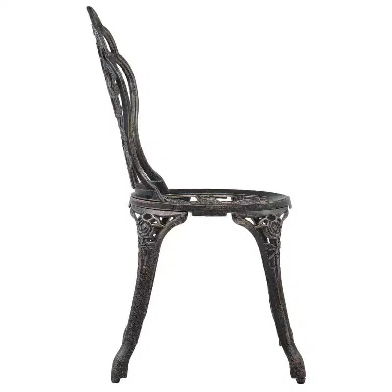 vidaXL Ensemble bistrot de patio 3 pièces Table et chaise de jardin extérieur en fonte d'aluminium