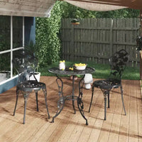 vidaXL Ensemble bistrot de patio 3 pièces Table et chaise de jardin extérieur en fonte d'aluminium