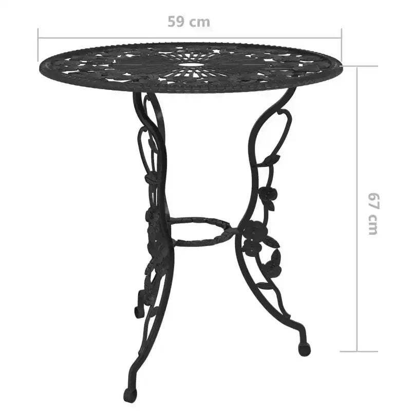 vidaXL Ensemble bistrot de patio 3 pièces Table et chaise de jardin extérieur en fonte d'aluminium