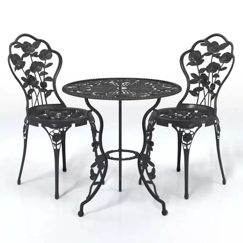 vidaXL Patio Bistro Set 3 Piece Outdoor Garden Table and Chair Cast Aluminum