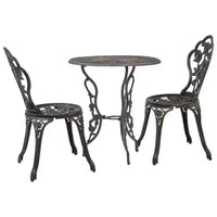 vidaXL Ensemble bistrot de patio 3 pièces Table et chaise de jardin extérieur en fonte d'aluminium