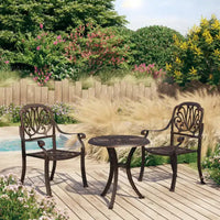 vidaXL Ensemble de bistrot Table et chaises de jardin d'extérieur 3 pièces en fonte d'aluminium