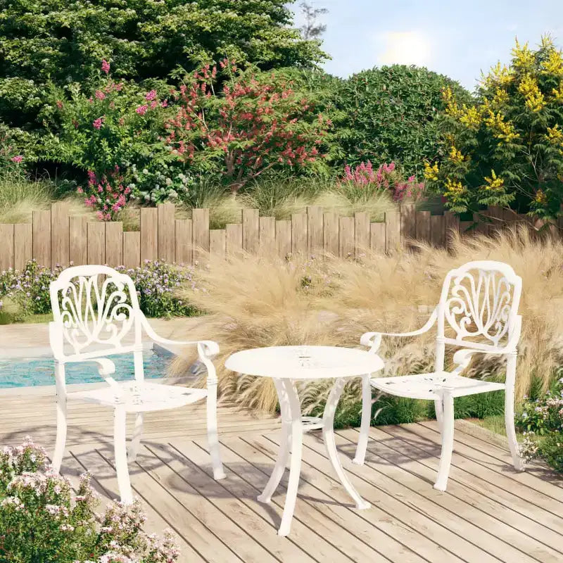 vidaXL Ensemble de bistrot Table et chaises de jardin d'extérieur 3 pièces en fonte d'aluminium