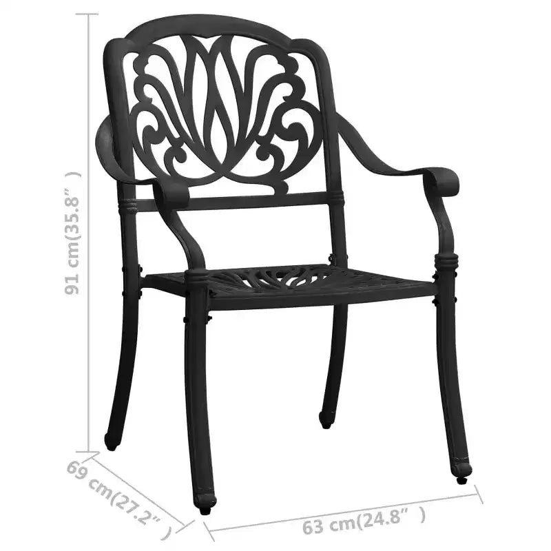 vidaXL Ensemble de bistrot Table et chaises de jardin d'extérieur 3 pièces en fonte d'aluminium
