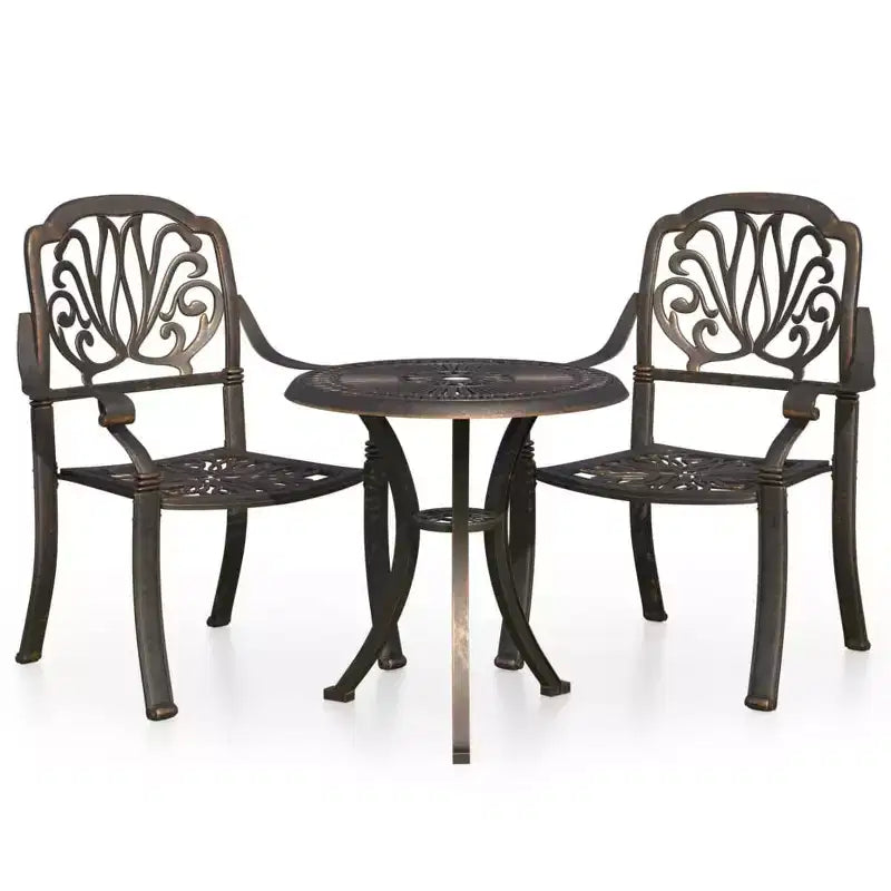 vidaXL Bistro Set Patio Table and Chairs Outdoor Garden 3 Piece Cast Aluminum