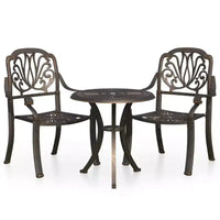 vidaXL Bistro Set Patio Table and Chairs Outdoor Garden 3 Piece Cast Aluminum